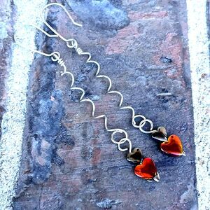 MADE TO ORDER AVAILABLE BY REQUEST  Hematite Heart Crystal Dangle Earrings, Long